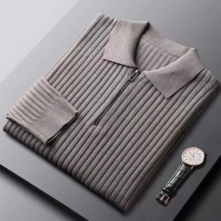 LEONARDO™ | MAGLIONE A COSTE A MEZZA ZIP